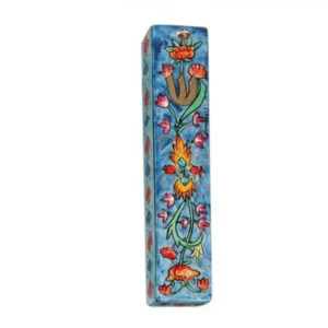 Hand-Painted Wooden Mezuzah Case with Pomegranates — Yair Emanuel